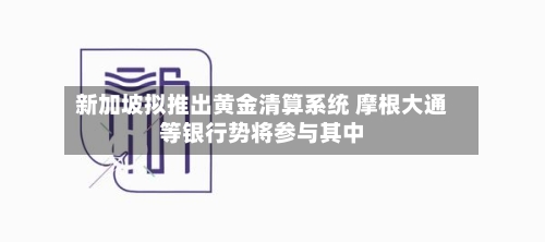 新加坡拟推出黄金清算系统 摩根大通等银行势将参与其中-第2张图片