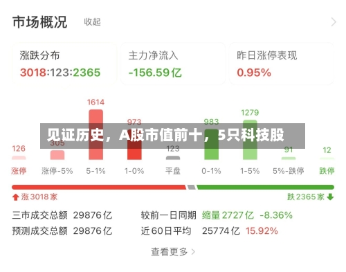 见证历史，A股市值前十，5只科技股