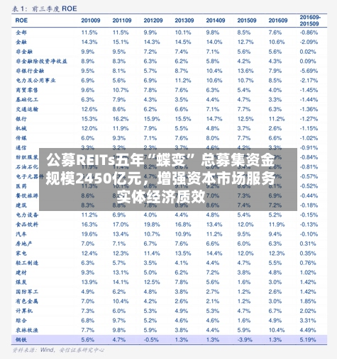 公募REITs五年“蝶变” 总募集资金规模2450亿元，增强资本市场服务实体经济质效