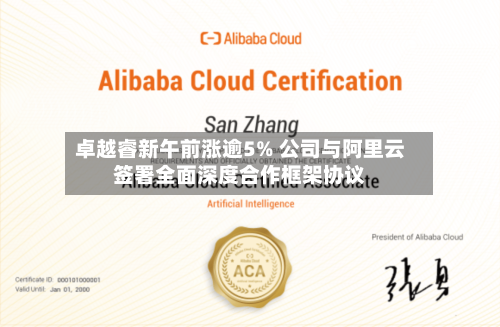 卓越睿新午前涨逾5% 公司与阿里云签署全面深度合作框架协议-第2张图片