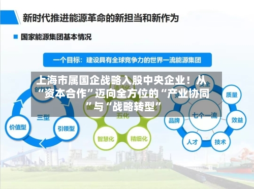上海市属国企战略入股中央企业！从“资本合作”迈向全方位的“产业协同”与“战略转型”