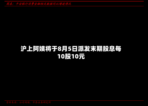 沪上阿姨将于8月5日派发末期股息每10股10元
