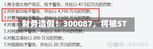 财务造假！300087，将被ST-第2张图片