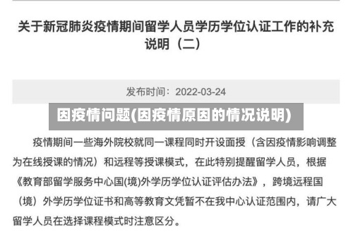 因疫情问题(因疫情原因的情况说明)