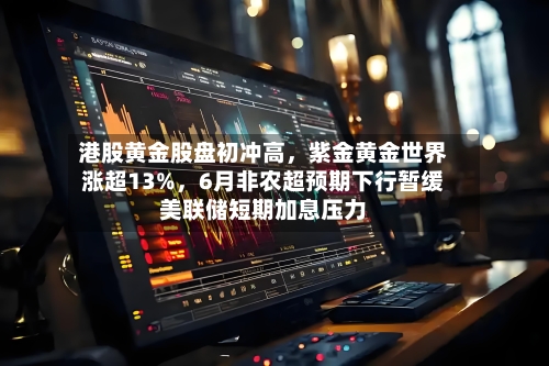港股黄金股盘初冲高	，紫金黄金世界涨超13%，6月非农超预期下行暂缓美联储短期加息压力-第2张图片