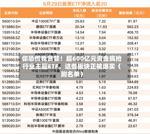你恐慌我贪婪！超600亿元资金疯抢行业主题ETF，这些板块正被爆买（附名单）-第3张图片