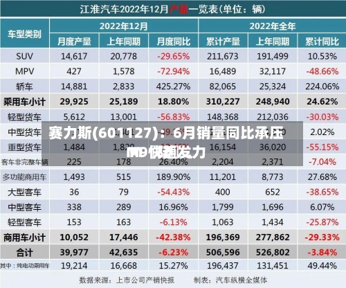 赛力斯(601127)：6月销量同比承压 M〖陆〗	、M9快速发力-第2张图片