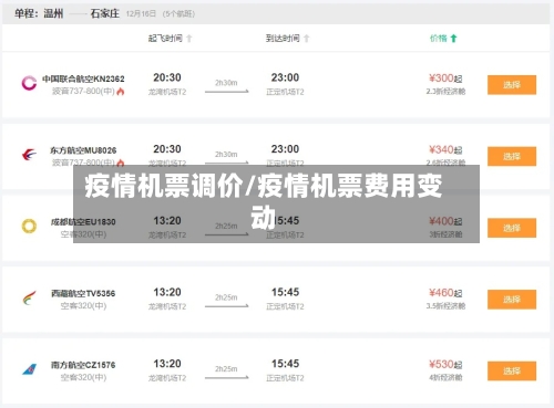 疫情机票调价/疫情机票费用变动