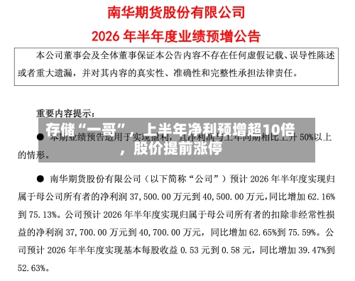 存储“一哥”	，上半年净利预增超10倍，股价提前涨停-第1张图片