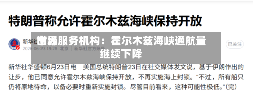 世界市场服务机构：霍尔木兹海峡通航量继续下降