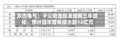 双杰电气：子公司违规遭国网三年禁标	，预计四年营收缩水超12亿元-第2张图片