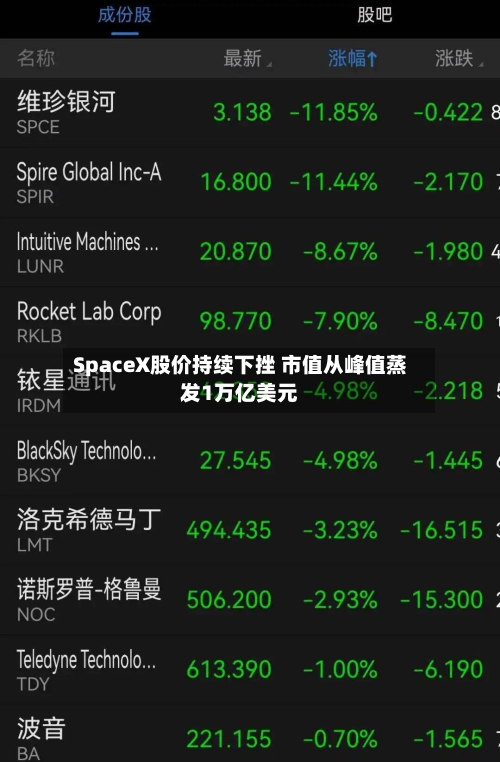 SpaceX股价持续下挫 市值从峰值蒸发1万亿美元-第3张图片