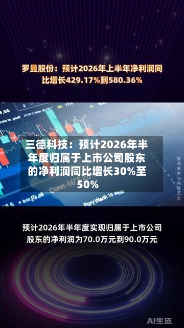三德科技：预计2026年半年度归属于上市公司股东的净利润同比增长30%至50%