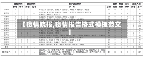 【疫情院报,疫情报告格式模板范文】