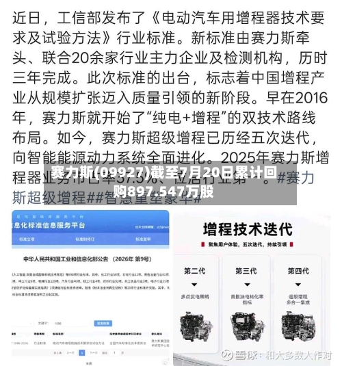 赛力斯(09927)截至7月20日累计回购897.547万股