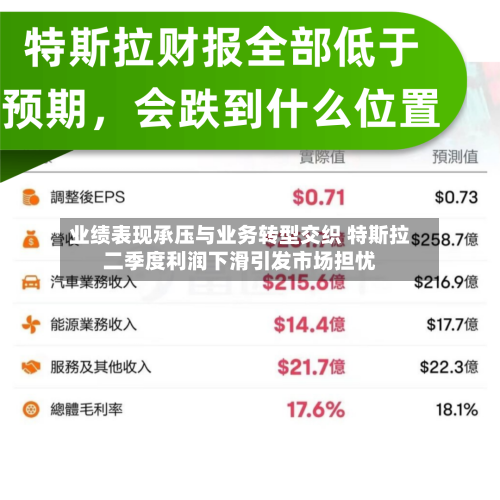 业绩表现承压与业务转型交织 特斯拉二季度利润下滑引发市场担忧