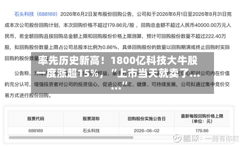 率先历史新高！1800亿科技大牛股一度涨超15%，“上市当天就卖了……”-第3张图片
