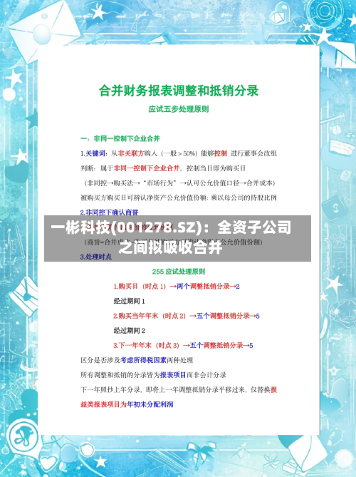 一彬科技(001278.SZ)：全资子公司之间拟吸收合并
