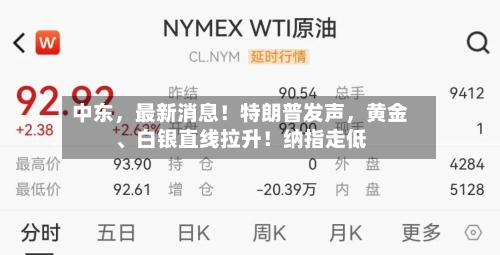 中东，最新消息！特朗普发声，黄金、白银直线拉升！纳指走低
