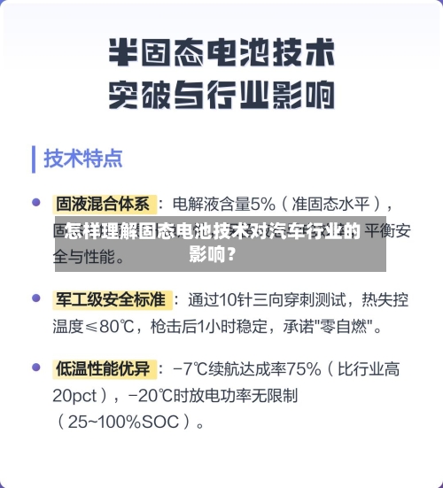 怎样理解固态电池技术对汽车行业的影响？