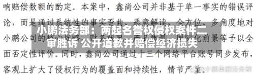 小鹏法务部：两起名誉权侵权案件二审胜诉 公开道歉并赔偿经济损失-第2张图片