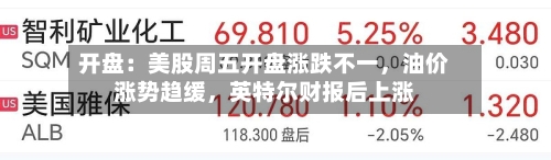 开盘：美股周五开盘涨跌不一，油价涨势趋缓，英特尔财报后上涨-第3张图片