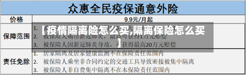 【疫情隔离险怎么买,隔离保险怎么买】-第2张图片