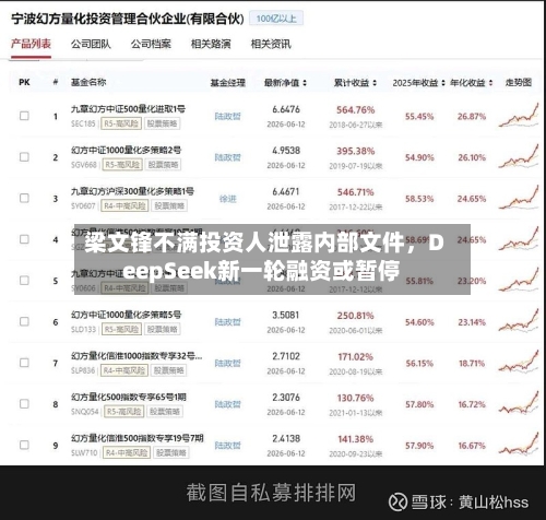 梁文锋不满投资人泄露内部文件，DeepSeek新一轮融资或暂停-第2张图片