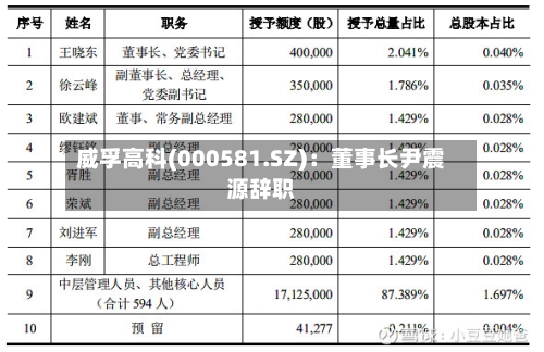 威孚高科(000581.SZ)：董事长尹震源辞职-第3张图片