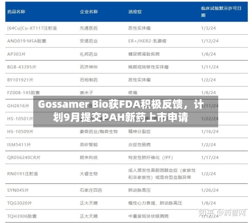 Gossamer Bio获FDA积极反馈，计划9月提交PAH新药上市申请-第3张图片