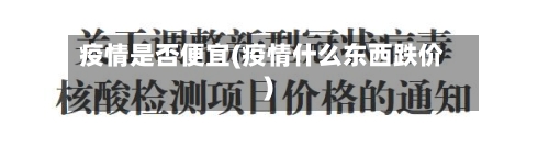 疫情是否便宜(疫情什么东西跌价)