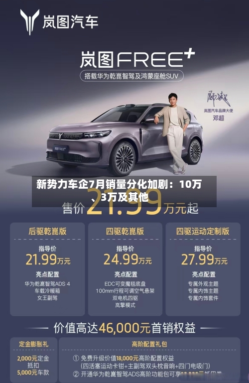 新势力车企7月销量分化加剧：10万	、3万及其他-第2张图片