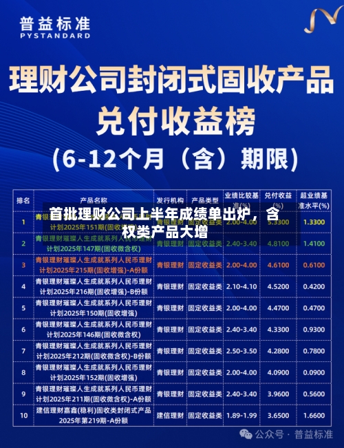 首批理财公司上半年成绩单出炉	，含权类产品大增-第2张图片