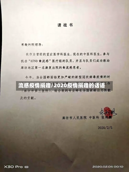 流感疫情捐赠/2020疫情捐赠的话语