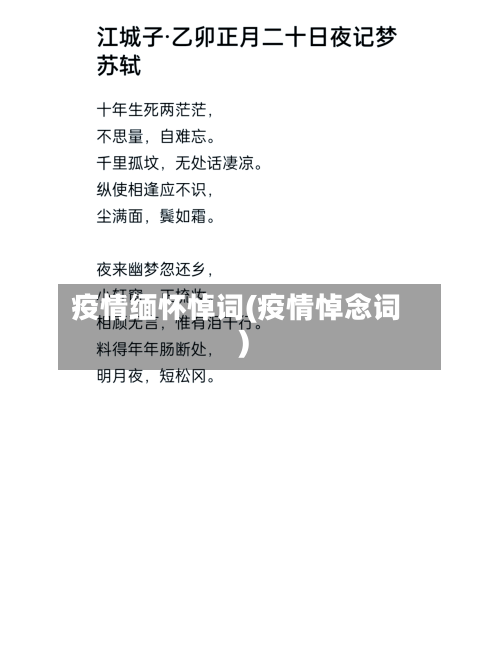 疫情缅怀悼词(疫情悼念词)-第3张图片