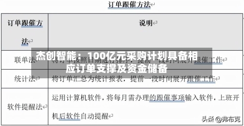 杰创智能:100亿元采购计划具备相应订单支撑及资金储备-第3张图片