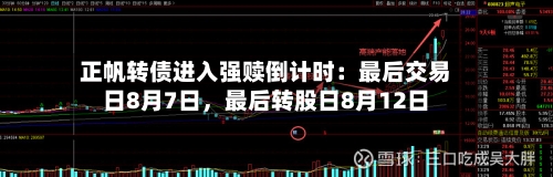 正帆转债进入强赎倒计时：最后交易日8月7日，最后转股日8月12日-第2张图片