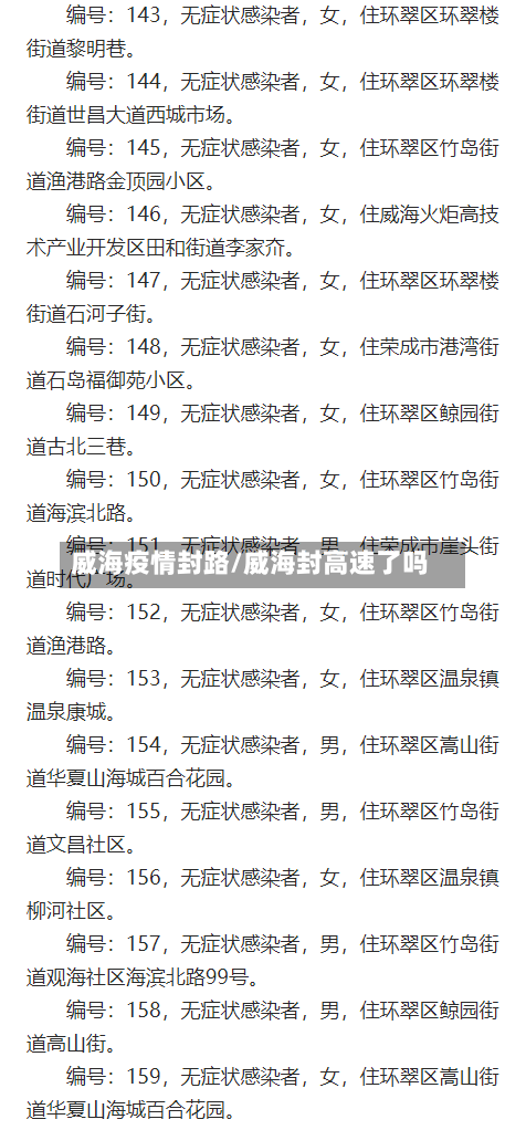 威海疫情封路/威海封高速了吗