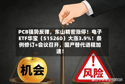 PCB强势反弹，东山精密涨停！电子ETF华宝（515260）大涨3.9%！条例修订+会议召开，国产替代进程加速！