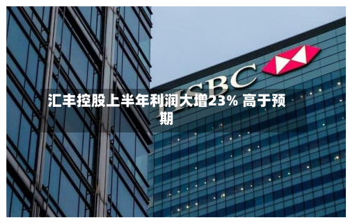 汇丰控股上半年利润大增23% 高于预期