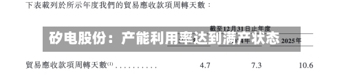 矽电股份：产能利用率达到满产状态