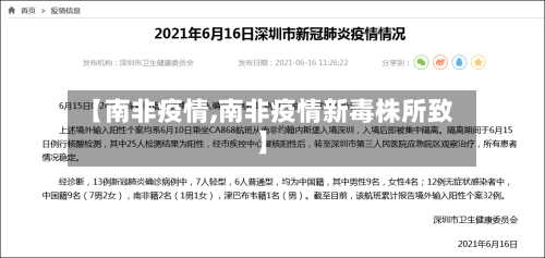 【南非疫情,南非疫情新毒株所致】-第3张图片