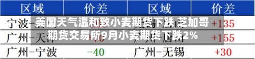 美国天气温和致小麦期货下跌 芝加哥期货交易所9月小麦期货下跌2%-第2张图片