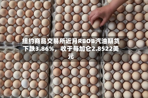 纽约商品交易所近月RBOB汽油期货下跌3.86%，收于每加仑2.8522美元