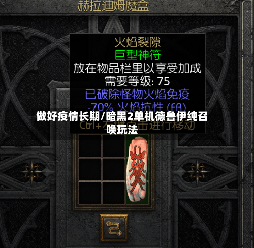 做好疫情长期/暗黑2单机德鲁伊纯召唤玩法