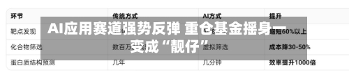 AI应用赛道强势反弹 重仓基金摇身一变成“靓仔”