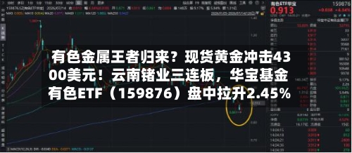 有色金属王者归来？现货黄金冲击4300美元！云南锗业三连板，华宝基金有色ETF（159876）盘中拉升2.45%-第2张图片