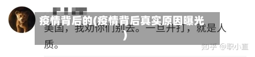 疫情背后的(疫情背后真实原因曝光)