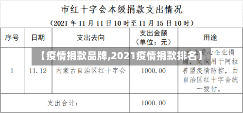 【疫情捐款品牌,2021疫情捐款排名】