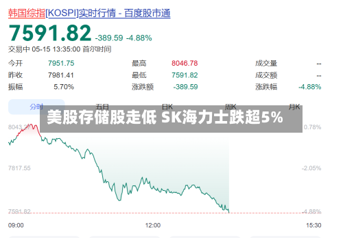 美股存储股走低 SK海力士跌超5%